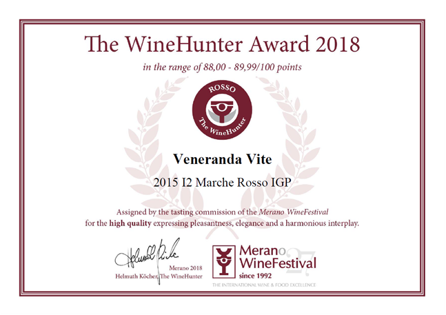 I2 2015 The WineHunter Award 2018